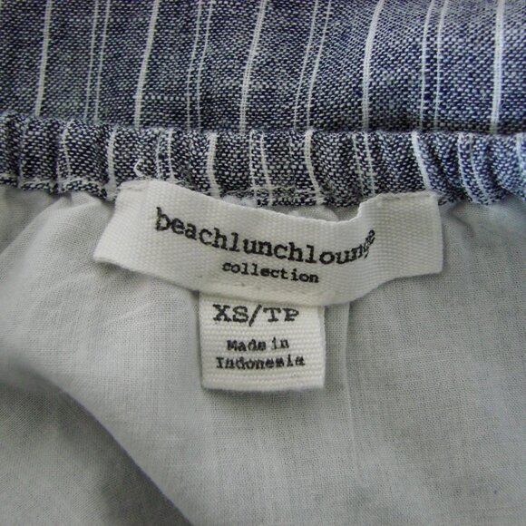 Linen Blend Striped Floral Dress Loose Embroidered Fringe BeachLunchLounge XS - Picture 3 of 13